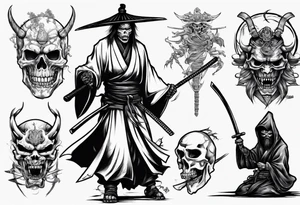 samurai who is also a grim reaper tattoo idea