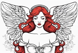 red hair angel girl full body tattoo idea