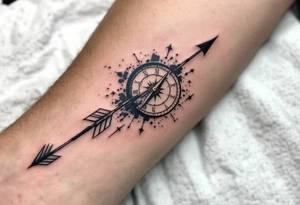 Japanese arrow with compass/clock tattoo idea
