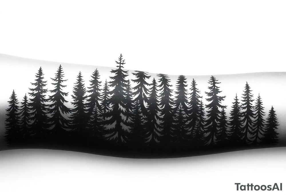 Coniferouse forest silhouette around forearm tattoo tattoo idea Coniferouse forest silhouette around forearm tattoo tattoo idea