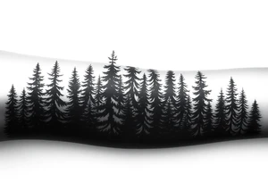 Coniferouse forest silhouette around forearm tattoo tattoo idea