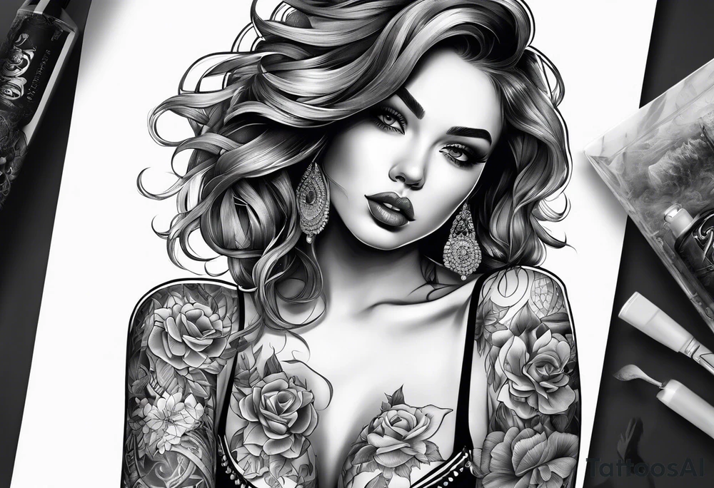 girl with tattoos smoking,full body tattoo idea