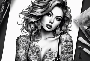 girl with tattoos smoking,full body tattoo idea