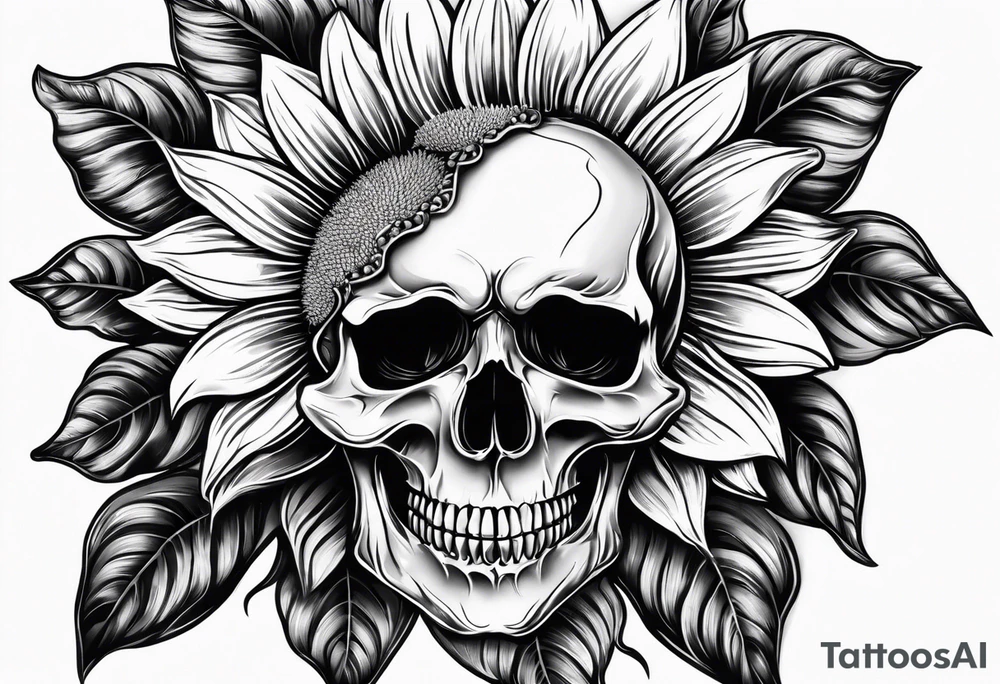 Sunflower, skull, female, mental health tattoo idea