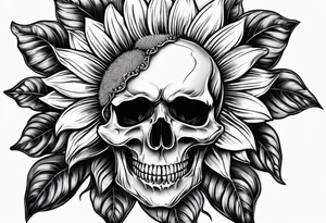 Sunflower, skull, female, mental health tattoo idea