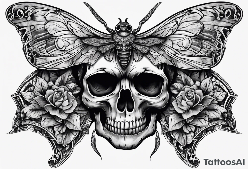 Skull moth hand tattoo tattoo idea