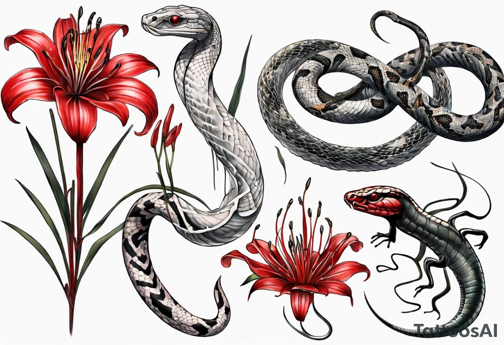 red  spider lily and a snake tattoo idea