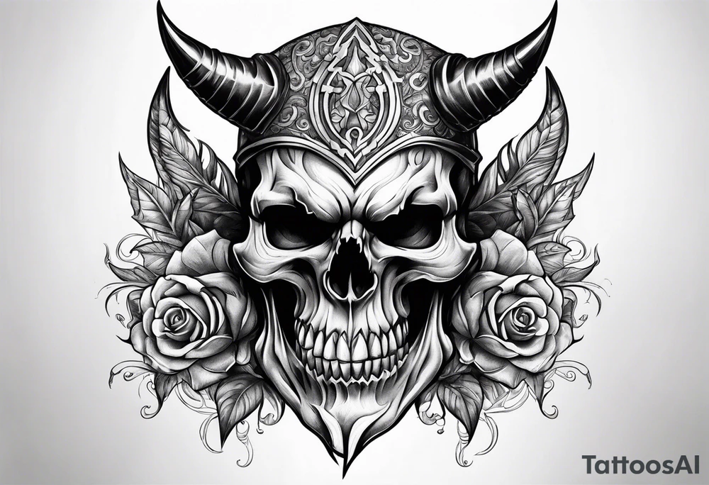 devil skull tattoo idea