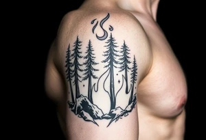flame and woods tattoo idea