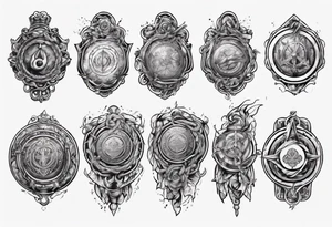 arm holding medallion with rope tattoo idea