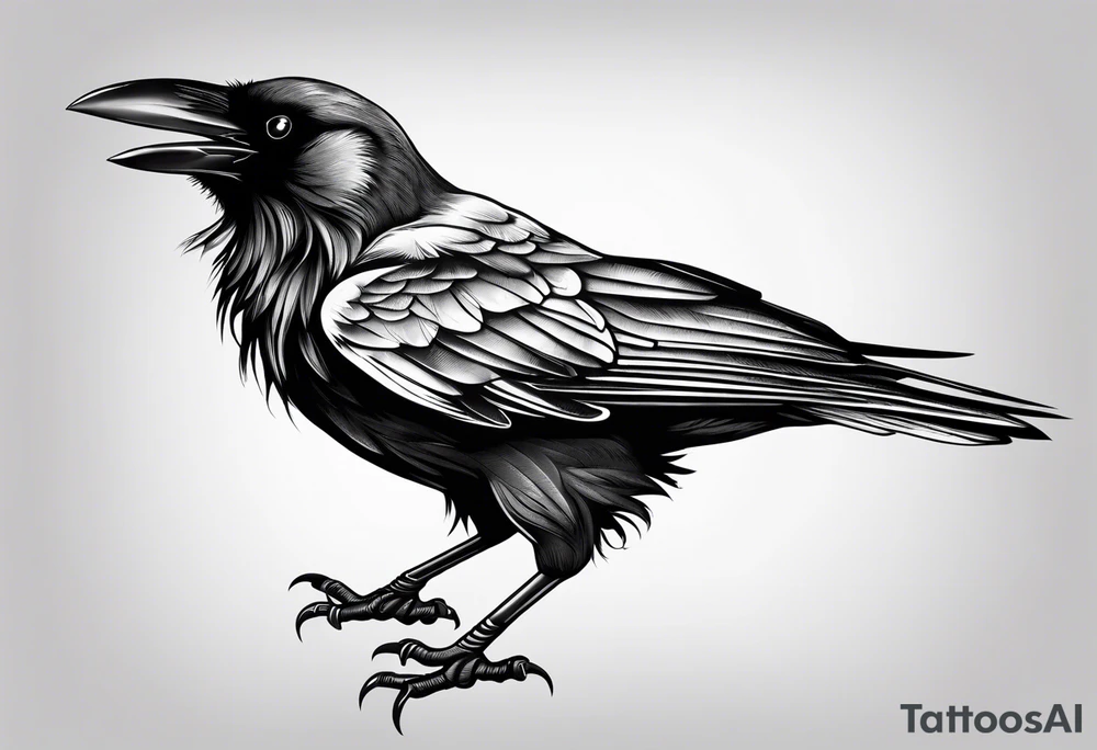 Crow with a paint brush tattoo idea