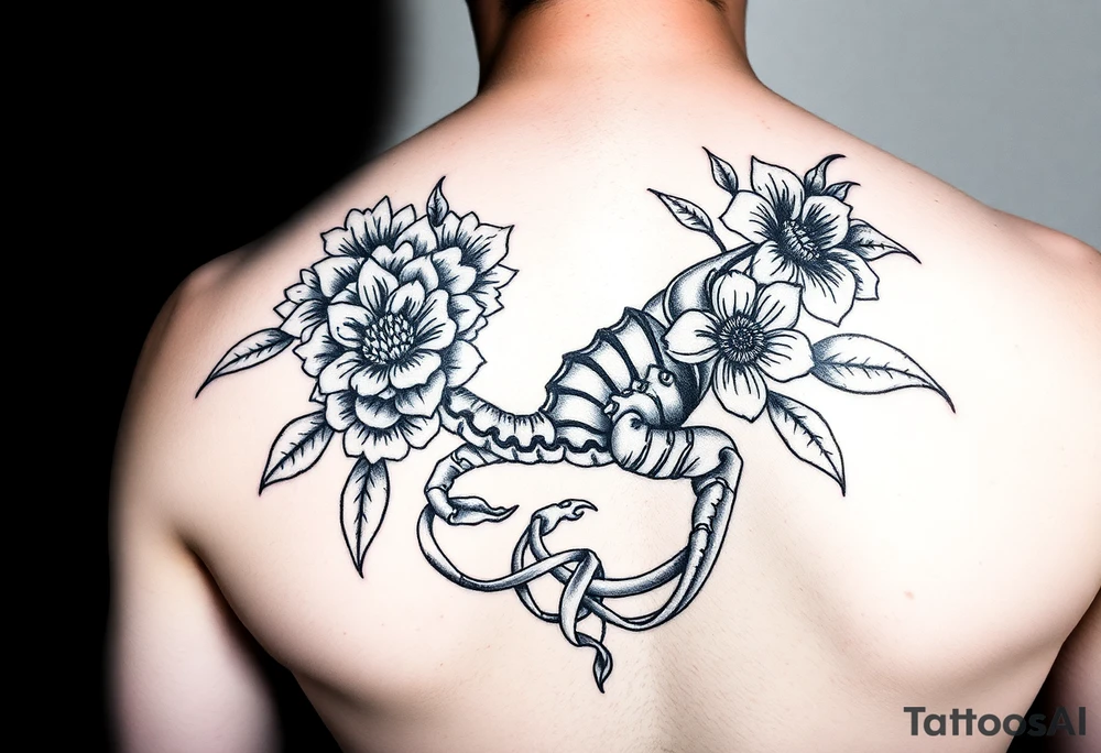 Tiki, Blumen, Wellen, Equid, Schildkröte, #299 (Klein), schwarz, old school, Oberarm tattoo idea