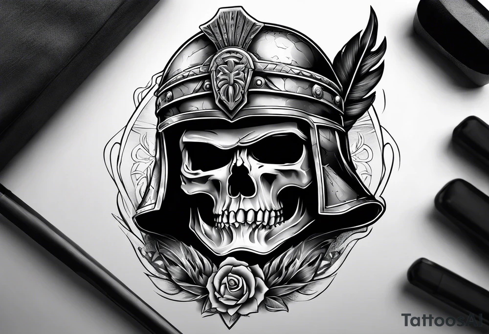 roman soldier skull tattoo idea