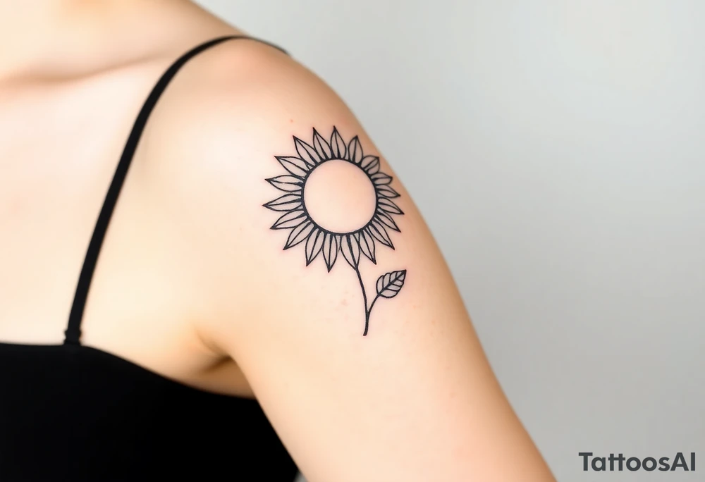 Sun with a stem like a sunflower tattoo idea