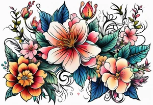 Summer floral tattoo idea