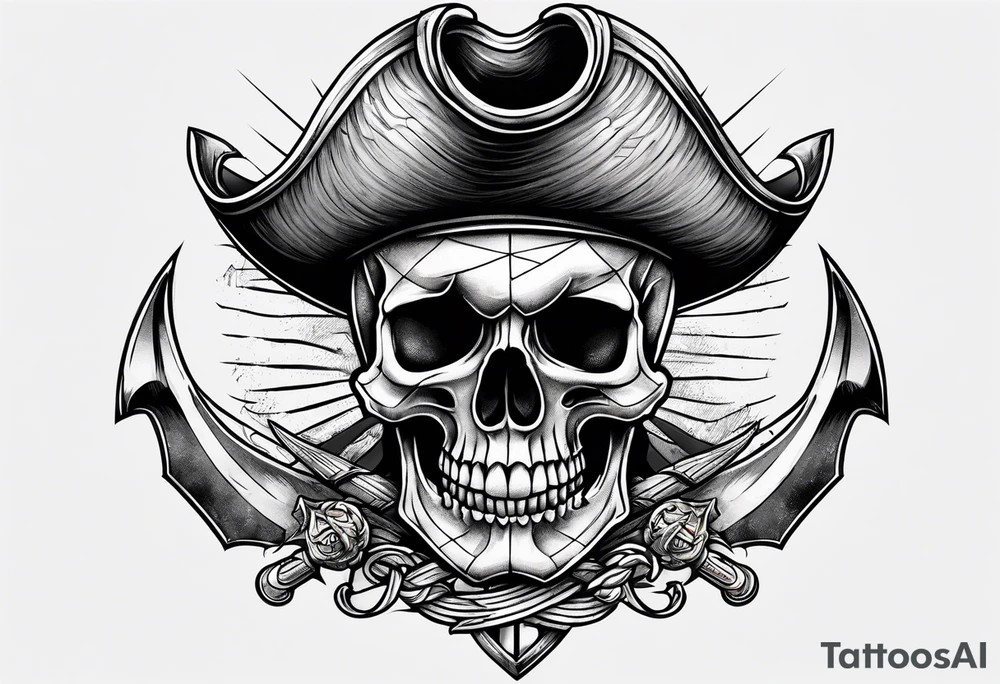 pirate skull anchor tattoo idea