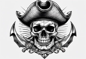 pirate skull anchor tattoo idea