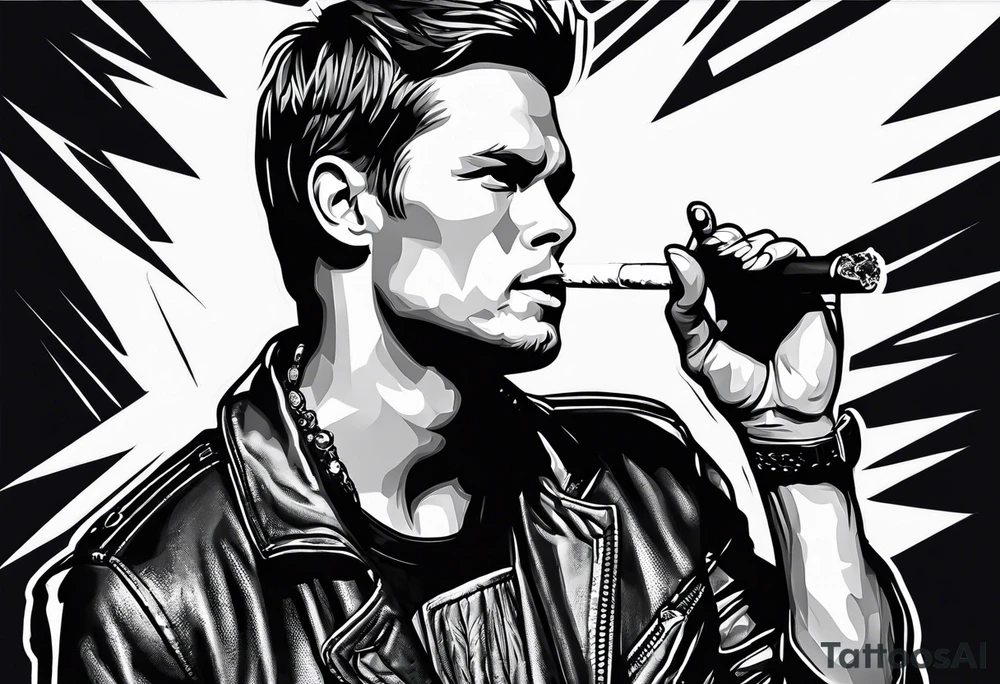 Tom Brady smoking cigarette tattoo idea