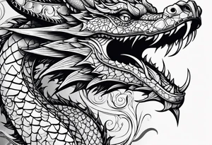 Geometric aquatic dragon tattoo idea