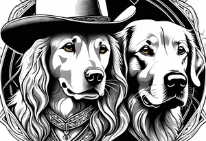 cowboy and golden retriever tattoo idea