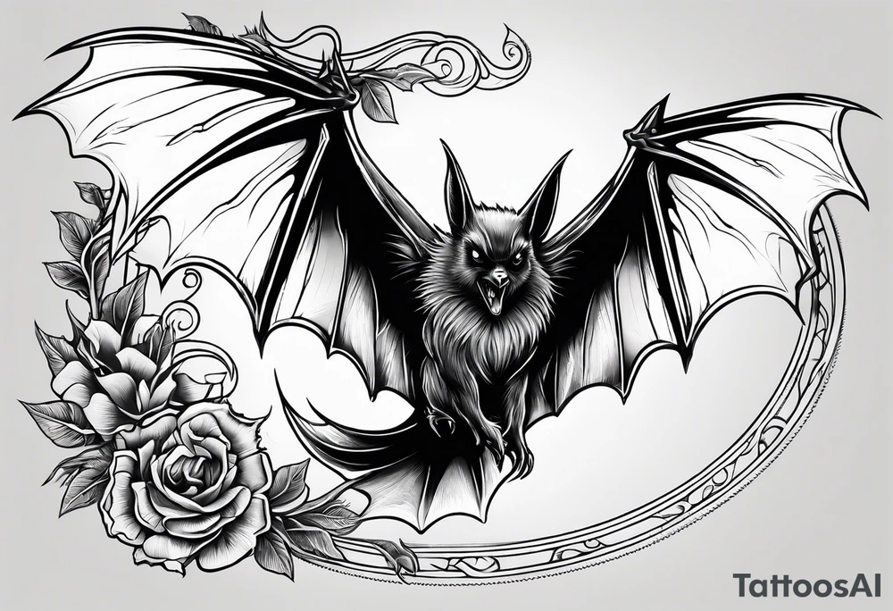 bat with outstretched wings tattoo idea