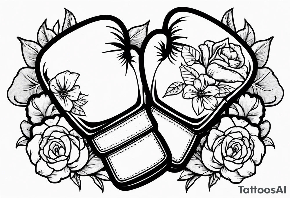 boxing gloves and flowers tattoo idea