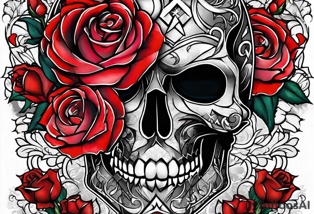 detroit city , with ♍️ symbol and roses tattoo idea