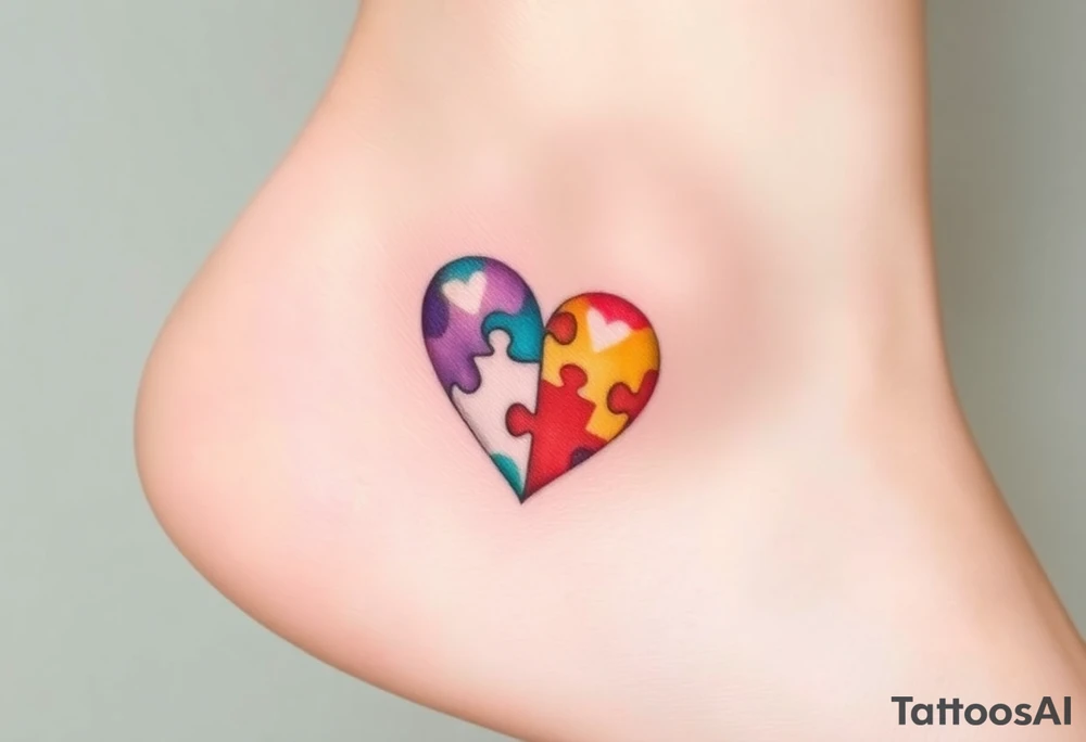 autism heart puzzle shape symbol tattoo idea