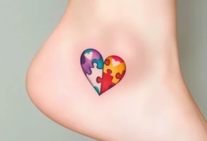 autism heart puzzle shape symbol tattoo idea