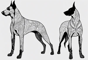 doberman full body minimalistic tattoo idea