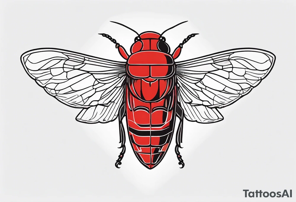 cicada on top of red background tattoo idea