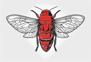 cicada on top of red background tattoo idea