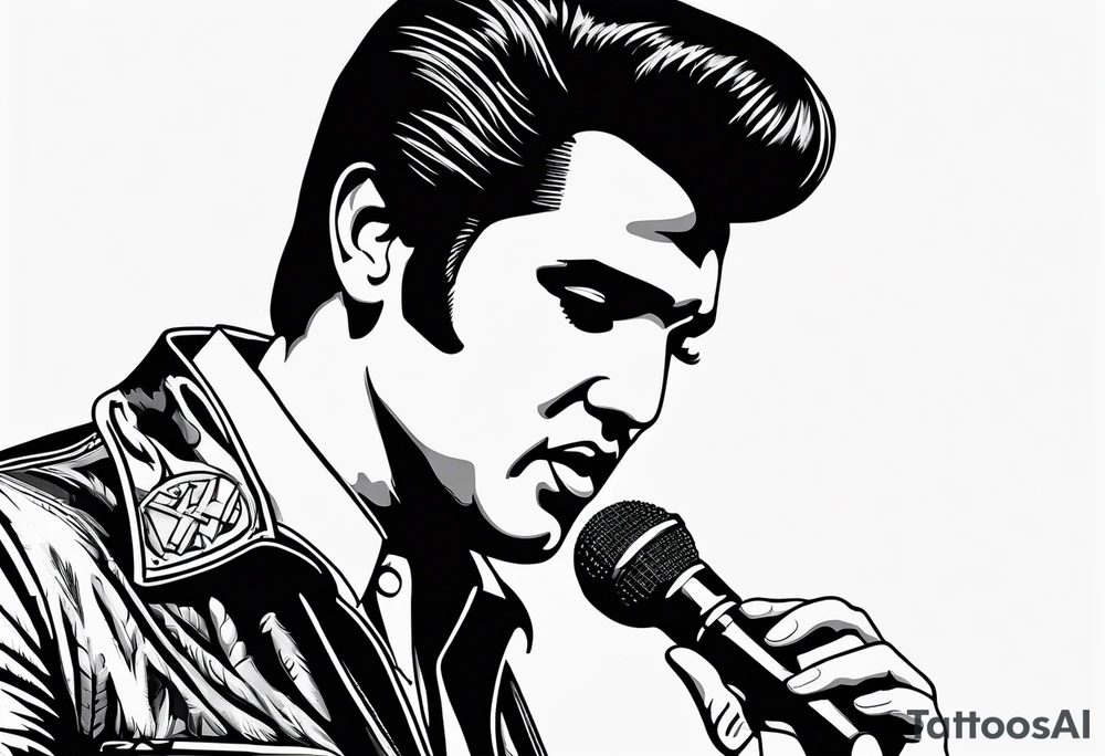 Elvis las Vegas with a microphone minimalistic tattoo idea