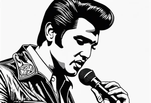 Elvis las Vegas with a microphone minimalistic tattoo idea