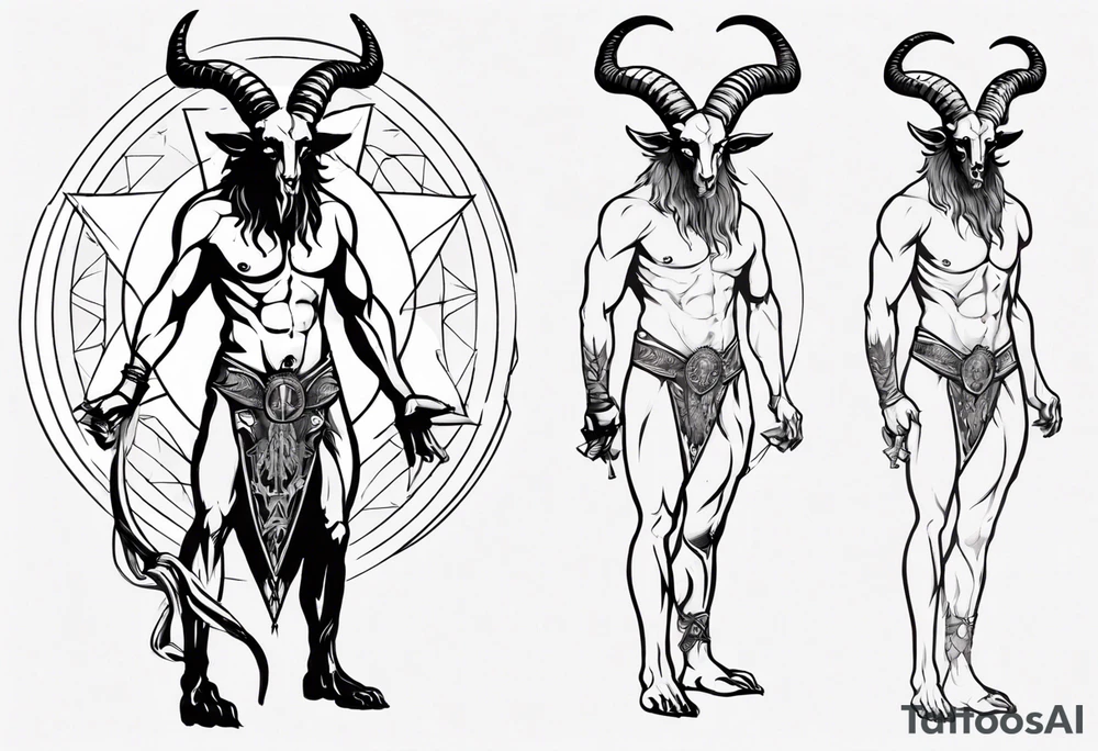 Baphomet standing full body loincloth. tattoo idea