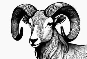 Aries geometric ram with constellation tattoo idea