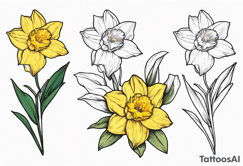 Daffodil birth flower chain tattoo idea