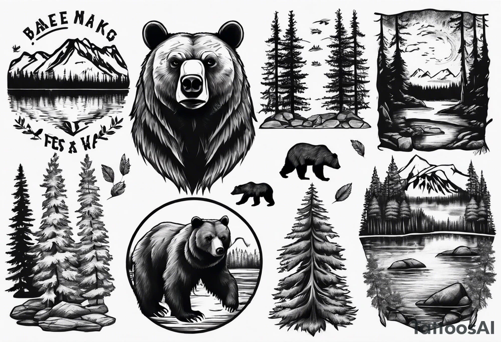 bear, forest, lake, appalachia, arm sleeve tattoo tattoo idea bear, forest, lake, appalachia, arm sleeve tattoo tattoo idea