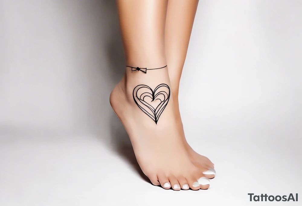 feminine unique minimalist tattoo on ankle symbolizing love and family tattoo idea