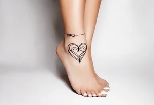 feminine unique minimalist tattoo on ankle symbolizing love and family tattoo idea