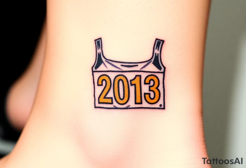 Racing half marathon bib 2013 purple and gold running safety pins running tattoo idea