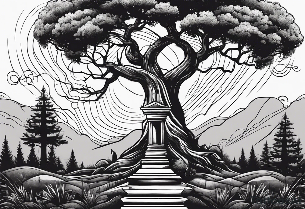 Tree with tombstone tattoo idea