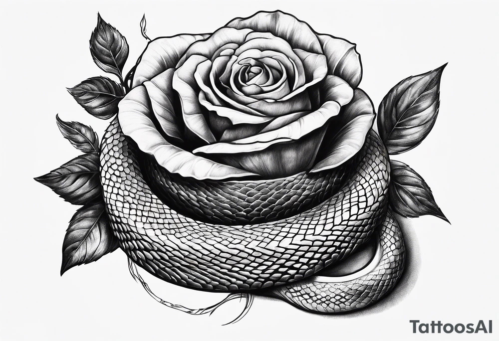 Snake with black rose tattoo idea