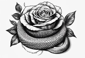 Snake with black rose tattoo idea
