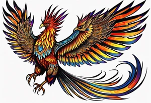 russian firebird phoenix in-flight with very long fancy tail "Isaiah 43: 18-19" tattoo idea