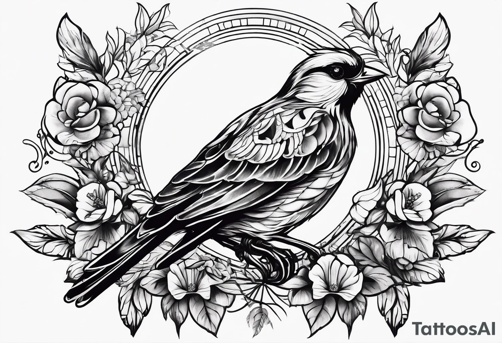 Bird skeleton tattoo idea