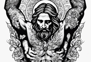 a man being held up by Jesus tattoo idea