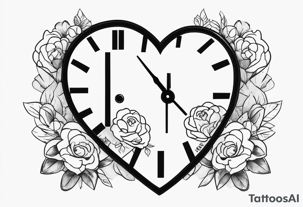 clock with dollar symbol at top position and heart at bottom position tattoo idea