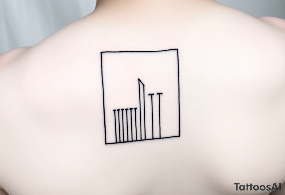 I want a minimal architectural fragment.
One consistent line weight, no shading, no symbolism.
A partial frame with internal parallel lines, open edges, and visible negative space.
on forearm, medium size
Base geometry
A partial rectangular frame, not closed.
Two long parallel vertical lines
One short horizontal line connecting them near the top
Bottom left open
It reads as architectural, not symbolic
Internal system
Inside the frame:
4–7 vertical parallel lines
Uneven spacing (measured irregularity)
One line slightly interrupted or offset tattoo idea
