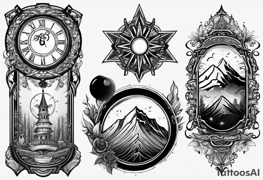 emblem long swork and a scale tattoo idea